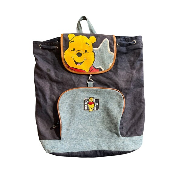 Vtg Winnie The Pooh Tote Backpack Demin - Picture 1 of 11